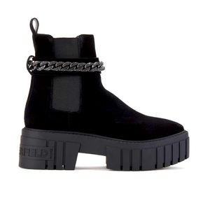 Karl Lagerfeld Suede Chain Link Accent Boots